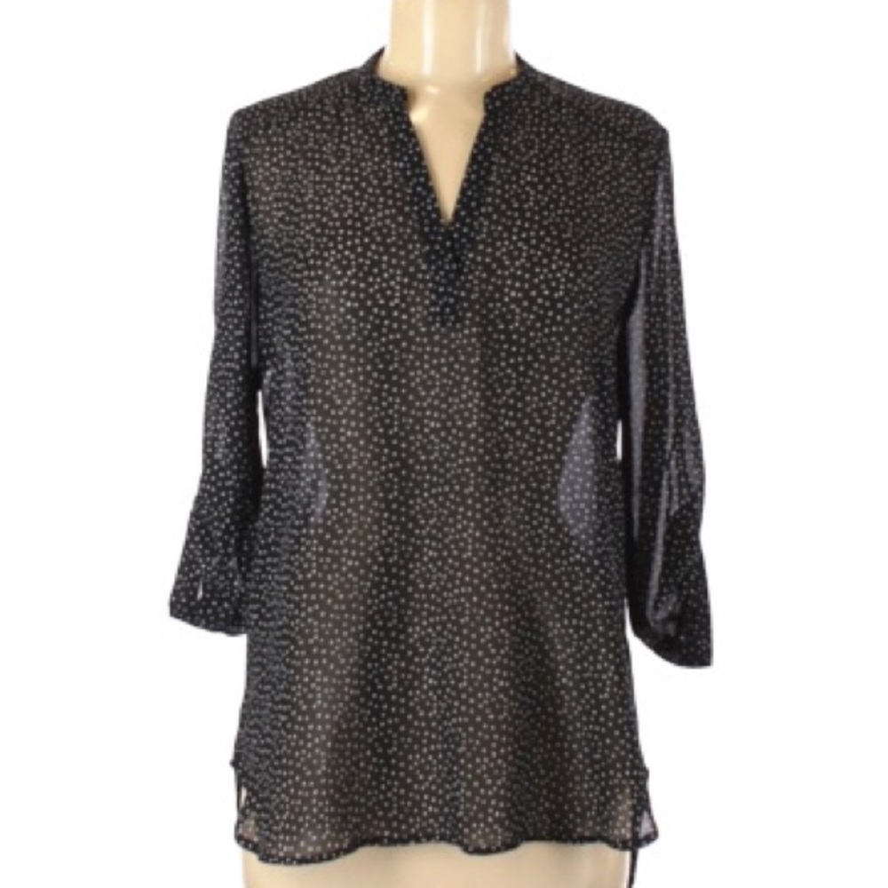 Thesis sheer black polka dot blouse sz small